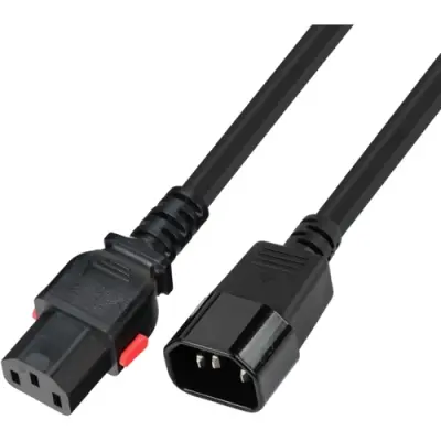 Extension cable, C13 socket, straight on C14-plug, straight, H05VV-F3G0.75 mm², black, 2 m, 7100-L-2,0M - 1