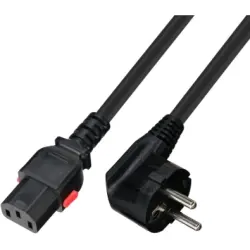 Power cord, CEE plug 7/7, 90° angled on C13 socket, straight, H05VV-F3G0.75 mm², black, 2 m, 7102-L-2,0M
