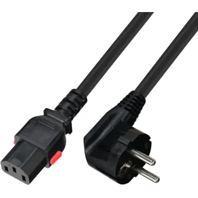 Power cord, CEE plug 7/7, 90° angled on C13 socket, straight, H05VV-F3G0.75 mm², black, 2 m, 7102-L-2,0M - 1