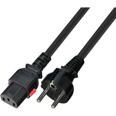 Power cord, Europe, plug type E + F, straight on C13 socket, straight, H05VV-F3G0.75 mm², black, 2 m, 7102-L-2,0M-GERADE - 1