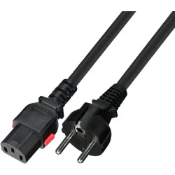 Power cord, Europe, plug type E + F, straight on C13 socket, straight, H05VV-F3G1.0 mm², black, 5 m, 7102-L-5,0M-GERADE