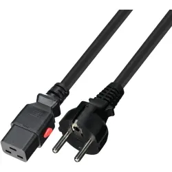 Power cord, Europe, plug type E + F, straight on C19 socket, straight, H05VV-F3G1.5 mm², black, 3 m, 7132-L-3,0M
