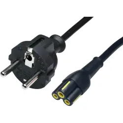 Power cord, Europe, plug type E + F, straight on C5 socket, straight, H03VV-F3G0.75 mm², black, 2 m, NEUSC5SW20B