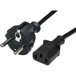 Power cord, Europe, plug type E + F, straight on C13 socket, straight, H05VV-F3G0.75 mm², black, 500 mm, NEUSD3SW05B