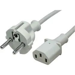 Power cord, Europe, plug type E + F, straight on C13 socket, straight, H05VV-F3G0.75 mm², gray, 1 m, NEUSD3SW10G