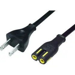 Power cord, North America, plug type A, straight on C7 socket, straight, SPT-2 2 x AWG 18, black, 1 m, NUSSB7SX10B