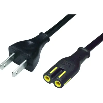 Power cord, North America, plug type A, straight on C7 socket, straight, SPT-2 2 x AWG 18, black, 2 m, NUSSB7SX20B - 1