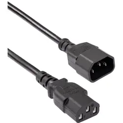 Power cord, Europe, C14-plug, straight on C13 socket, straight, H05VV-F3G0.75 mm², black, 3 m, AK-PC-07A