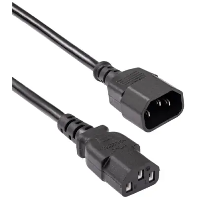 Power cord, Europe, C14-plug, straight on C13 socket, straight, H05VV-F3G0.75 mm², black, 3 m, AK-PC-07A - 1