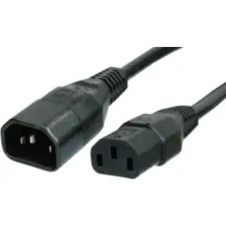 Extension cable, International, C14-plug, straight on C13 socket, straight, HARSJT 3 x AWG 14, black, 10 m, C14G-HARSJT3X14(1,5)AWG-C13M/10,00M SW90