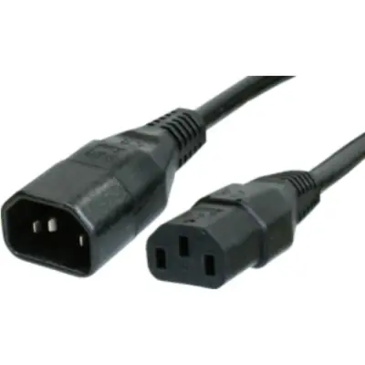 Extension cable, International, C14-plug, straight on C13 socket, straight, HARSJT 3 x AWG 14, black, 10 m, C14G-HARSJT3X14(1,5)AWG-C13M/10,00M SW90 - 1