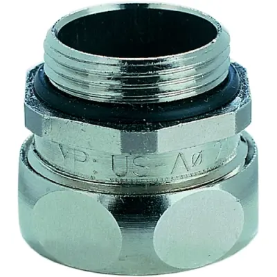 Straight hose screw fitting, PG21, 27 mm, brass, nickel-plated, IP65, silver, (L) 40 mm, 15010140021 - 1