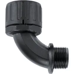 90° hose screw fitting, M16, 13 mm, PA, IP66, black, (L) 46 mm, 166-22201