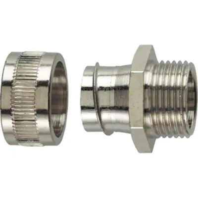 Straight hose screw fitting, M40, 40 mm, brass, nickel-plated, IP40, silver, (L) 39 mm, 166-30307 - 1