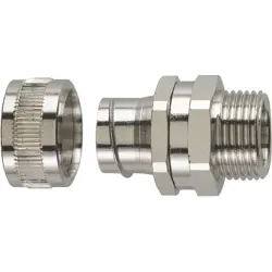 Straight hose screw fitting, M16, 16 mm, brass, nickel-plated, IP54, silver, (L) 34.2 mm, 166-31102
