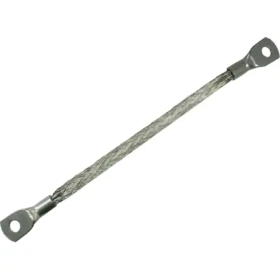Grounding strap, copper, tin-plated, 2.5 mm², (L x W) 150 x 6 mm, hole Ø M4, TBL-2.5-150-M4 - 1