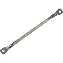 Grounding strap, copper, tin-plated, 2.5 mm², (L x W) 150 x 6 mm, hole Ø M4, TBL-2.5-150-M4