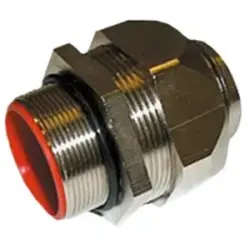 Straight hose screw fitting, M25, brass, nickel-plated, IP67, silver, (L) 15 mm, 94153