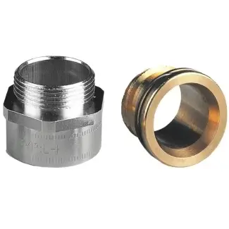 Straight hose screw fitting, M25, spring steel/brass, nickel-plated, IP40, silver, 93614 - 1