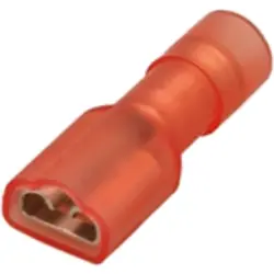 Insulated flat plug sleeve, 4.8 x 0.8 mm, 0.5 to 1.5 mm², copper, tin-plated, red, 96329