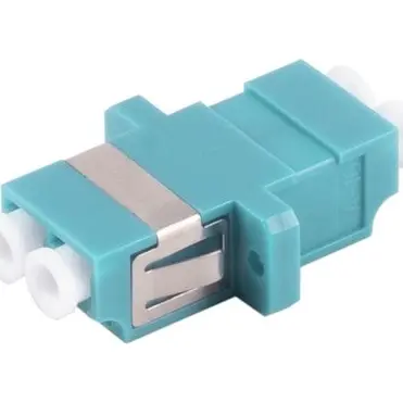 FO connector, LC duplex socket to LC duplex socket, OM3, multimode, ceramic, aquamarine, BYB-4-98F2102 - 1
