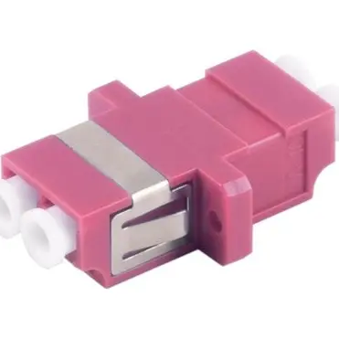 FO connector, LC duplex socket to LC duplex socket, OM4, multimode, ceramic, purple, BYB-4-98F2103 - 1