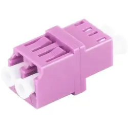 FO connector, LC duplex socket to LC duplex socket, OM4, multimode, ceramic, purple, BYB-4-98F2108