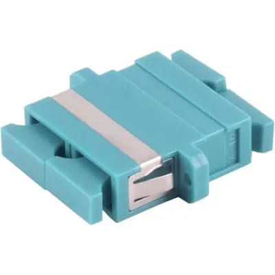 FO connector, SC duplex socket to SC duplex socket, OM3, multimode, ceramic, aquamarine, BYB-4-98F2117 - 1