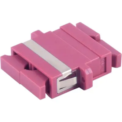 FO connector, SC duplex socket to SC duplex socket, OM4, multimode, ceramic, purple, BYB-4-98F2118 - 1