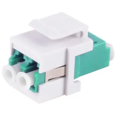 FO connector, LC duplex socket to LC duplex socket, OM3, multimode, ceramic, aquamarine, BYB-4-98F2122 - 1