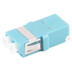 FO connector, LC socket to LC socket, OM3, multimode, ceramic, turquoise, BS07-60032