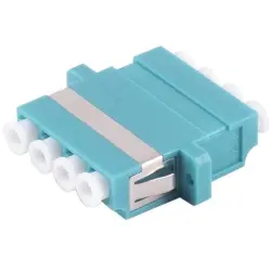 FO connector, LC socket to LC socket, OM3, multimode, ceramic, turquoise, BS07-60042