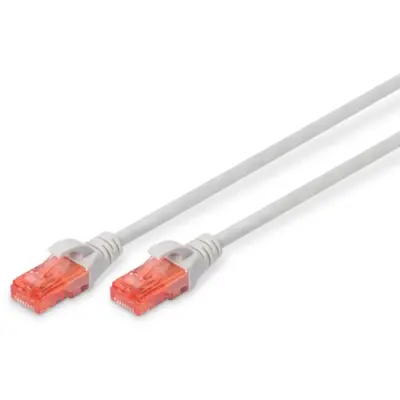 Patch cable, RJ45 plug, straight to RJ45 plug, straight, Cat 6, U/UTP, LSZH, 1.5 m, gray, DK-1617-015 - 1
