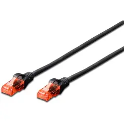 Patch cable, RJ45 plug, straight to RJ45 plug, straight, Cat 6, U/UTP, LSZH, 0.25 m, black, DK-1617-0025/BL