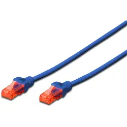 Patch cable, RJ45 plug, straight to RJ45 plug, straight, Cat 6, U/UTP, LSZH, 1 m, blue, DK-1617-010/B