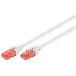 Patch cable, RJ45 plug, straight to RJ45 plug, straight, Cat 6, U/UTP, LSZH, 1 m, white, DK-1617-010/WH