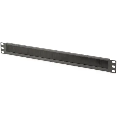 Cable brush strip, 1 U, open brush strip, (W x H x D) 482.6 x 1.3 x 43.9 mm, black, DN-97661 - 1