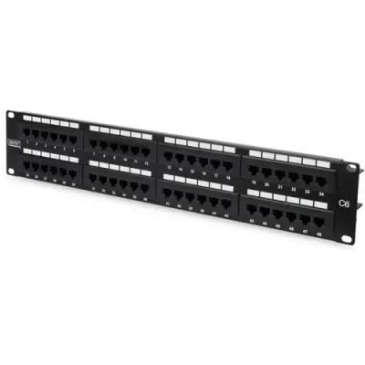 Patch panel, LSA, (W x H x D) 482 x 44 x 109 mm, black, DN-91648U - 1