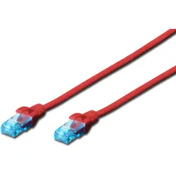 Patch cable, RJ45 plug, straight to RJ45 plug, straight, Cat 5e, U/UTP, PVC, 5 m, red, DK-1512-050/R