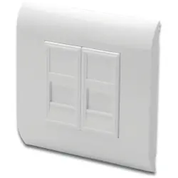 Front panel for Keystone module, for Keystone module, 2 x RJ45, (W x H x D) 85 x 85 x 15 mm, white, DN-93802
