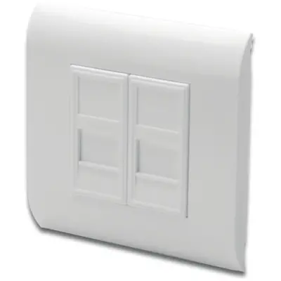 Front panel for Keystone module, for Keystone module, 2 x RJ45, (W x H x D) 85 x 85 x 15 mm, white, DN-93802 - 1