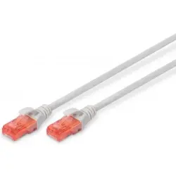 Patch cable, RJ45 plug, straight to RJ45 plug, straight, Cat 6, U/UTP, PVC, 0.5 m, gray, DK-1612-005