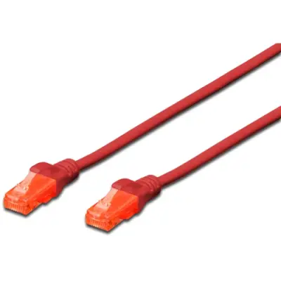 Patch cable, RJ45 plug, straight to RJ45 plug, straight, Cat 6, U/UTP, PVC, 1 m, red, DK-1612-010/R - 1