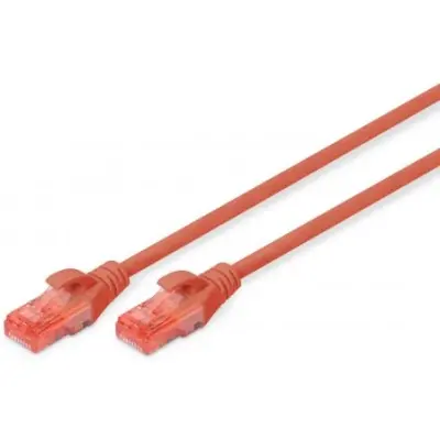 Patch cable, RJ45 plug, straight to RJ45 plug, straight, Cat 6, U/UTP, LSZH, 1 m, red, DK-1617-010/R - 1