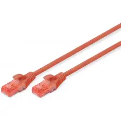 Patch cable, RJ45 plug, straight to RJ45 plug, straight, Cat 6, U/UTP, LSZH, 1 m, red, DK-1617-010/R