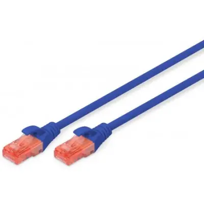 Patch cable, RJ45 plug, straight to RJ45 plug, straight, Cat 6, U/UTP, PVC, 1 m, blue, DK-1612-010/B - 1