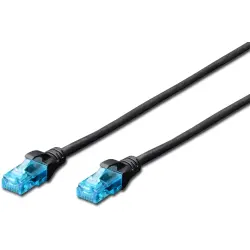 Patch cable, RJ45 plug, straight to RJ45 plug, straight, Cat 5e, U/UTP, PVC, 0.5 m, black, DK-1512-005/BL