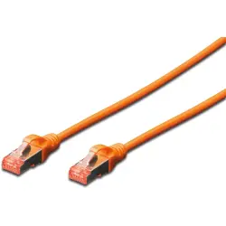 Patch cable, RJ45 plug, straight to RJ45 plug, straight, Cat 6, S/FTP, LSZH, 0.5 m, orange, DK-1644-005/OR