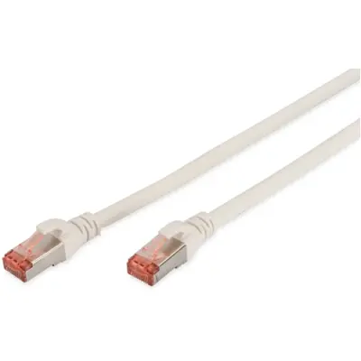 Patch cable, RJ45 plug, straight to RJ45 plug, straight, Cat 6, S/FTP, LSZH, 0.5 m, white, DK-1644-005/WH - 1