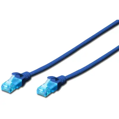 Patch cable, RJ45 plug, straight to RJ45 plug, straight, Cat 5e, U/UTP, PVC, 0.5 m, blue, DK-1511-005/B - 1